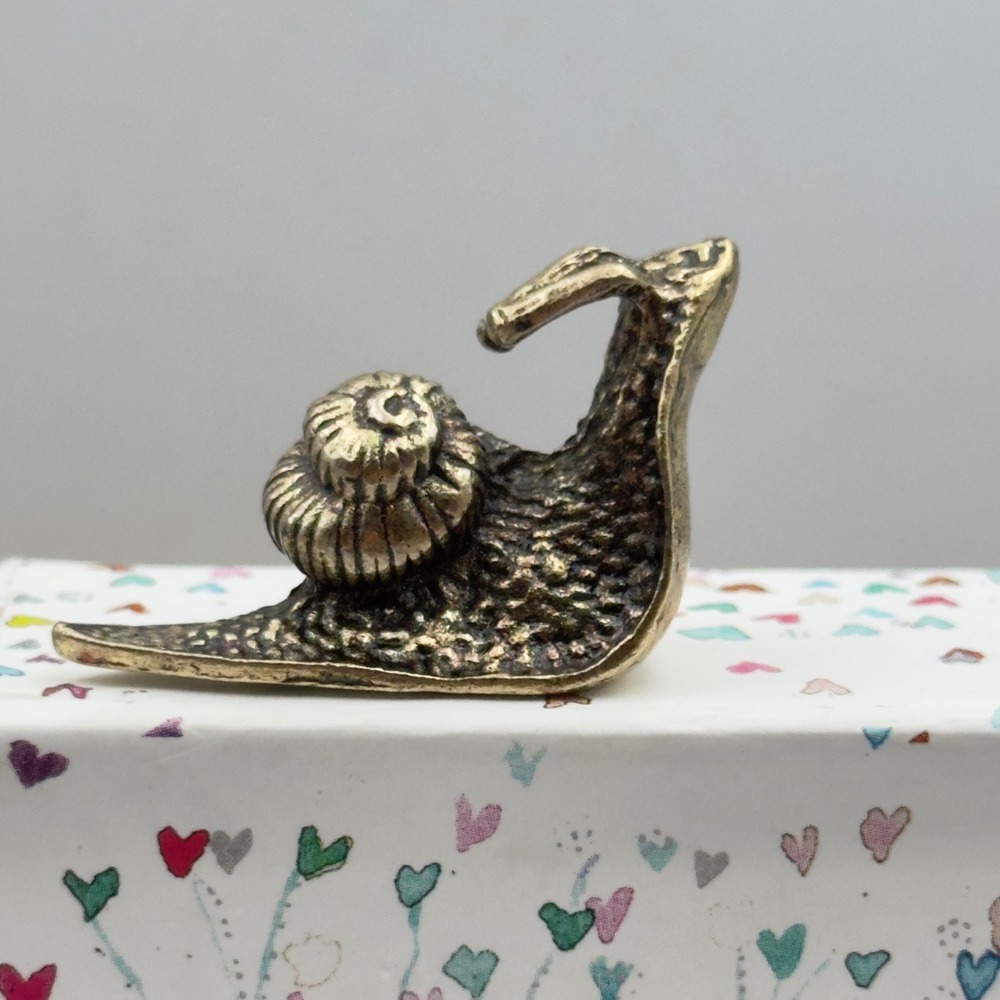BG4 Brass Metal Snail Figurine Gold Miniature Animal Sculpture Vintage Style